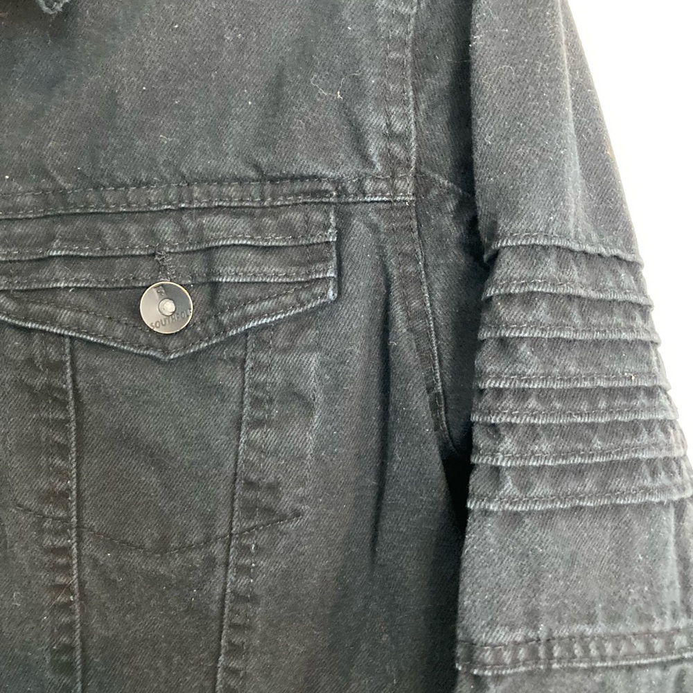 Southpole denim moto jacket. Faded Black. Size small. Vintage Y2K distressed
